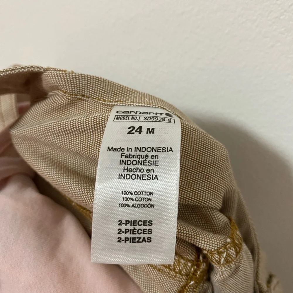 Carhartt Baby Overalls with Pink Shirt